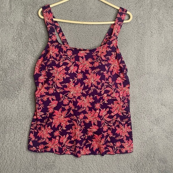 NWT Lands end tankini top swimsuit wide straps tropical vacation resortwear 1X - Picture 1 of 11